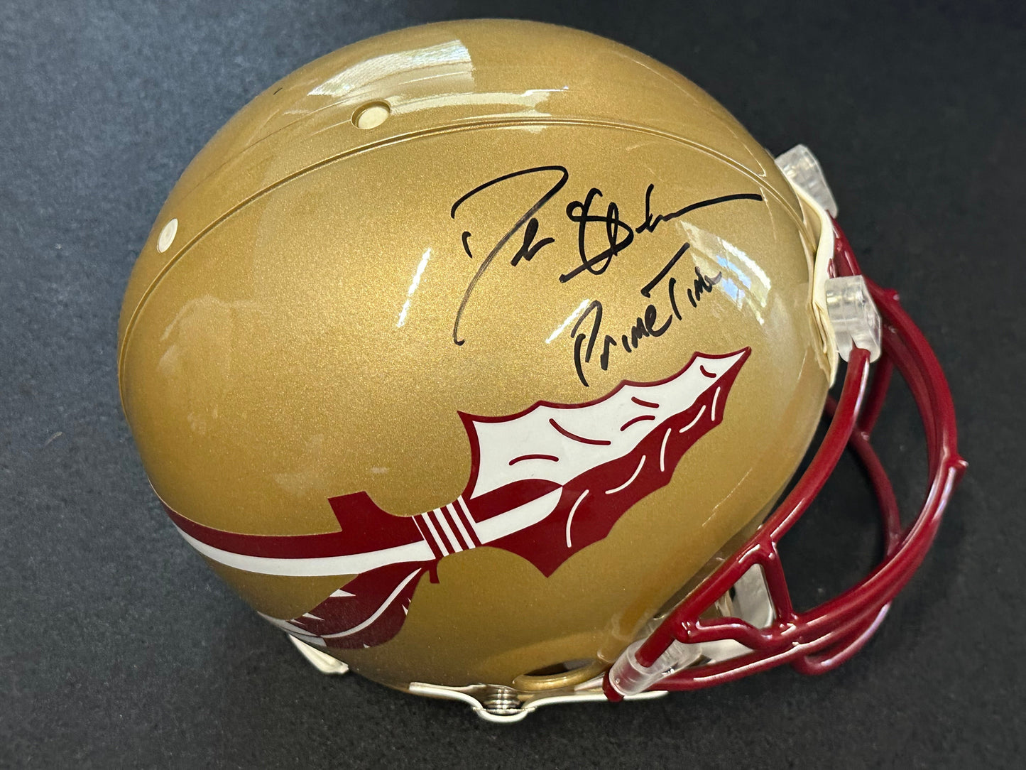 Deion Sanders Signed FSU Helmet Riddell inscribed Prime Time