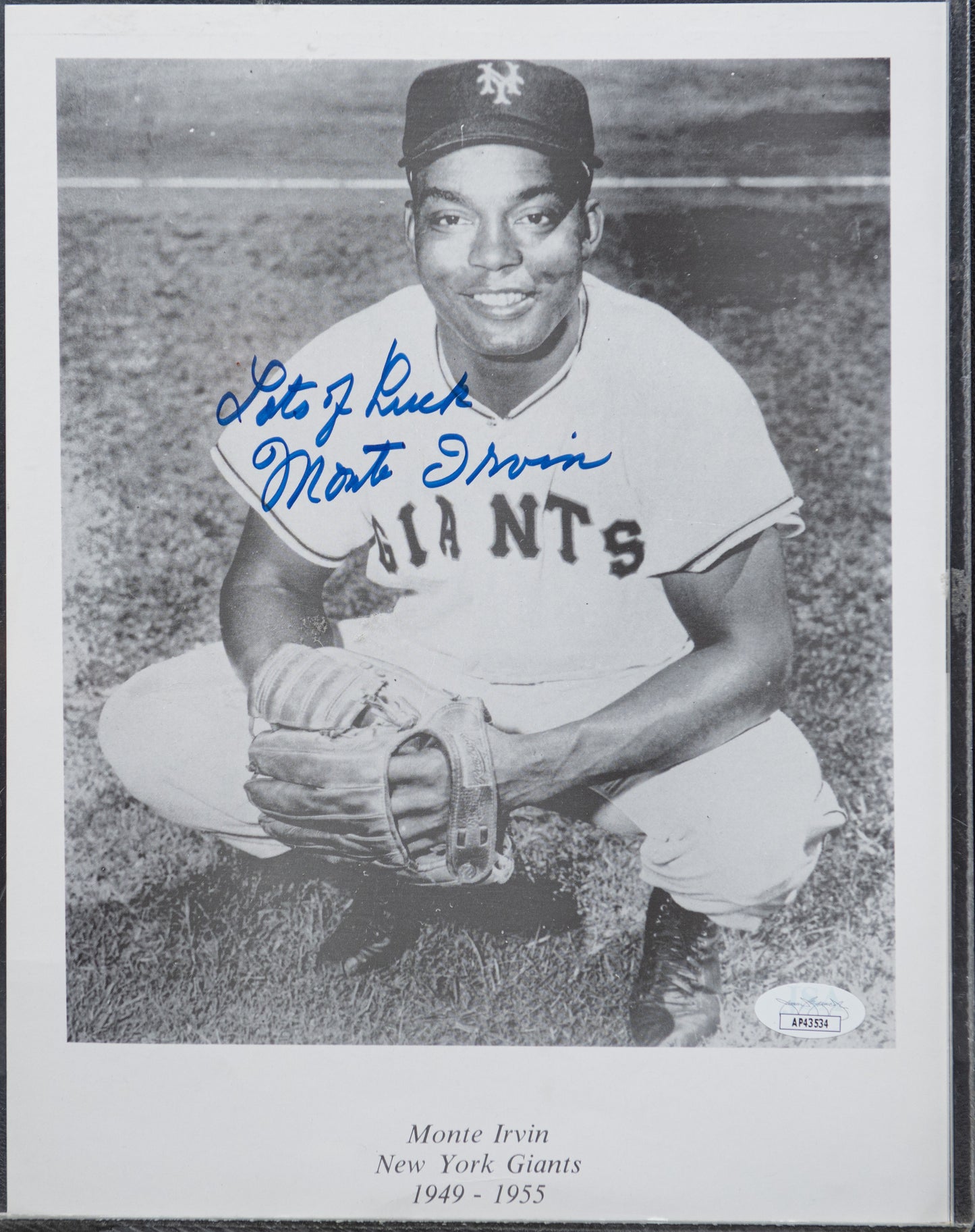 Monte Irvin Signed Picture NY Giants