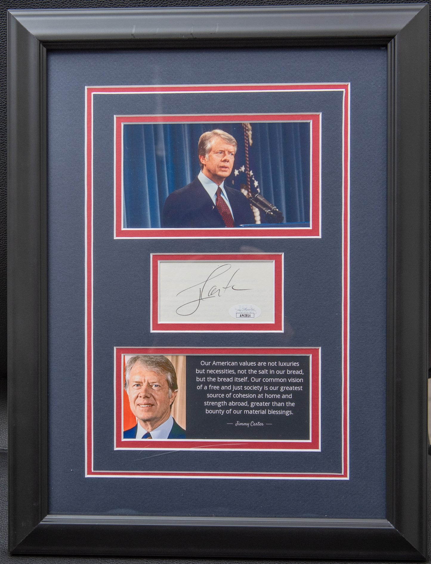 President Jimmy Carter Autograph Framed