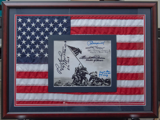 Signed Raising the Flag on Iwo Jima Framed/Picture