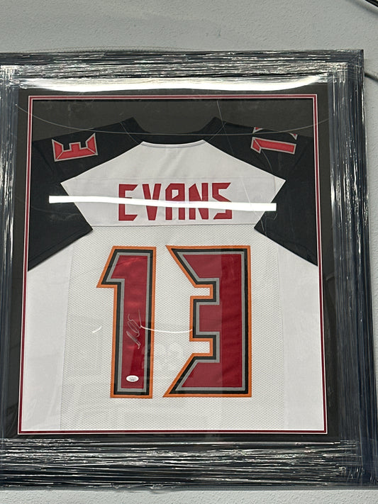 Framed White Mike Evans signed jersey