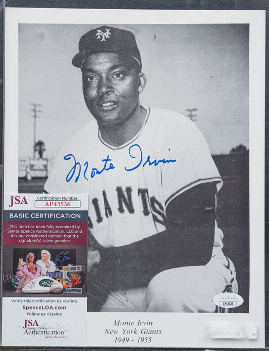 Monte Irvin Signed New York Giants 8x10