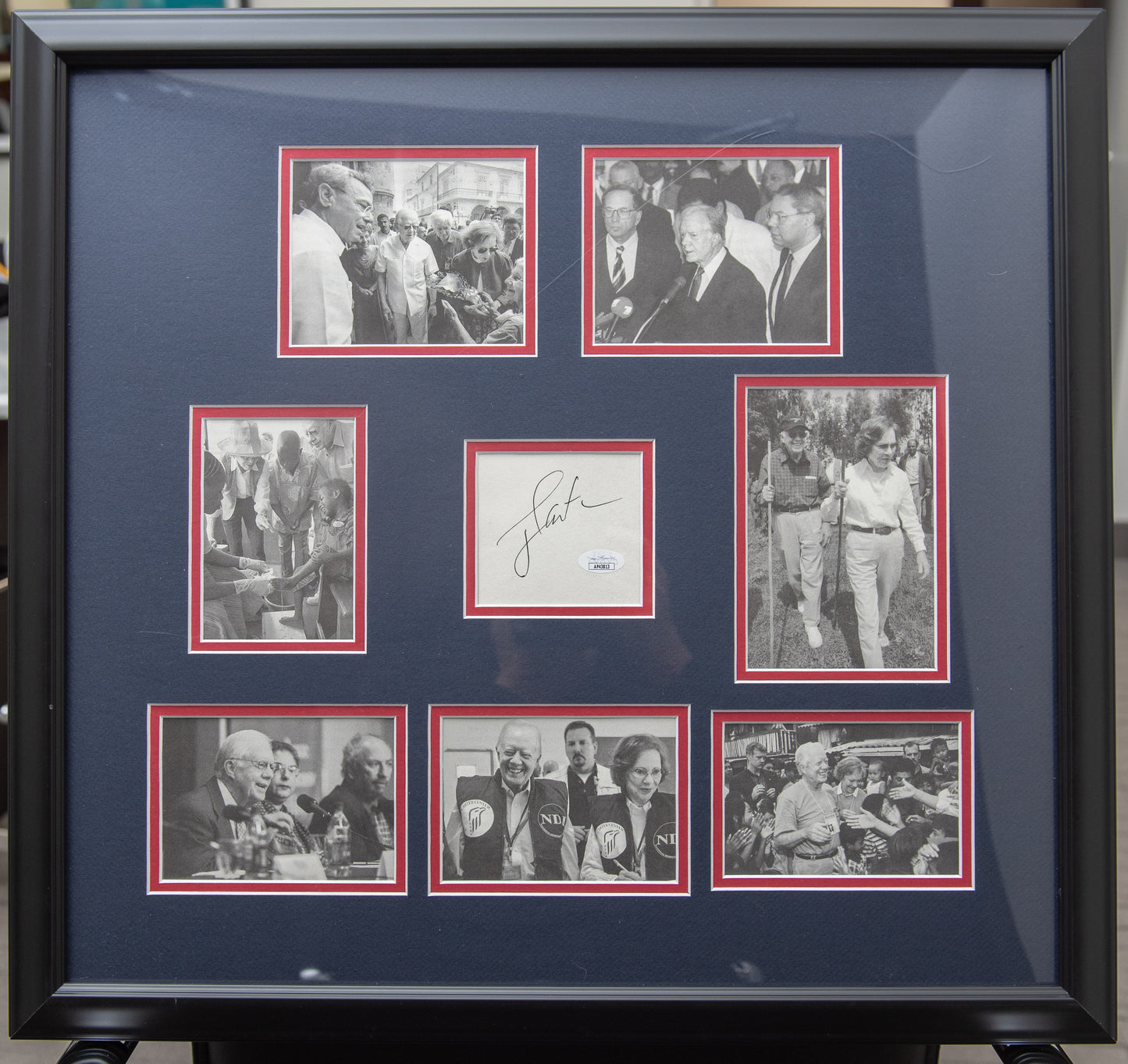 President Jimmy Carters Autograph Framed with Multiple Pictures