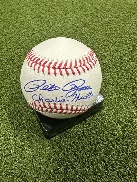 Pete Rose Signed Baseball “Charlie Hustle”