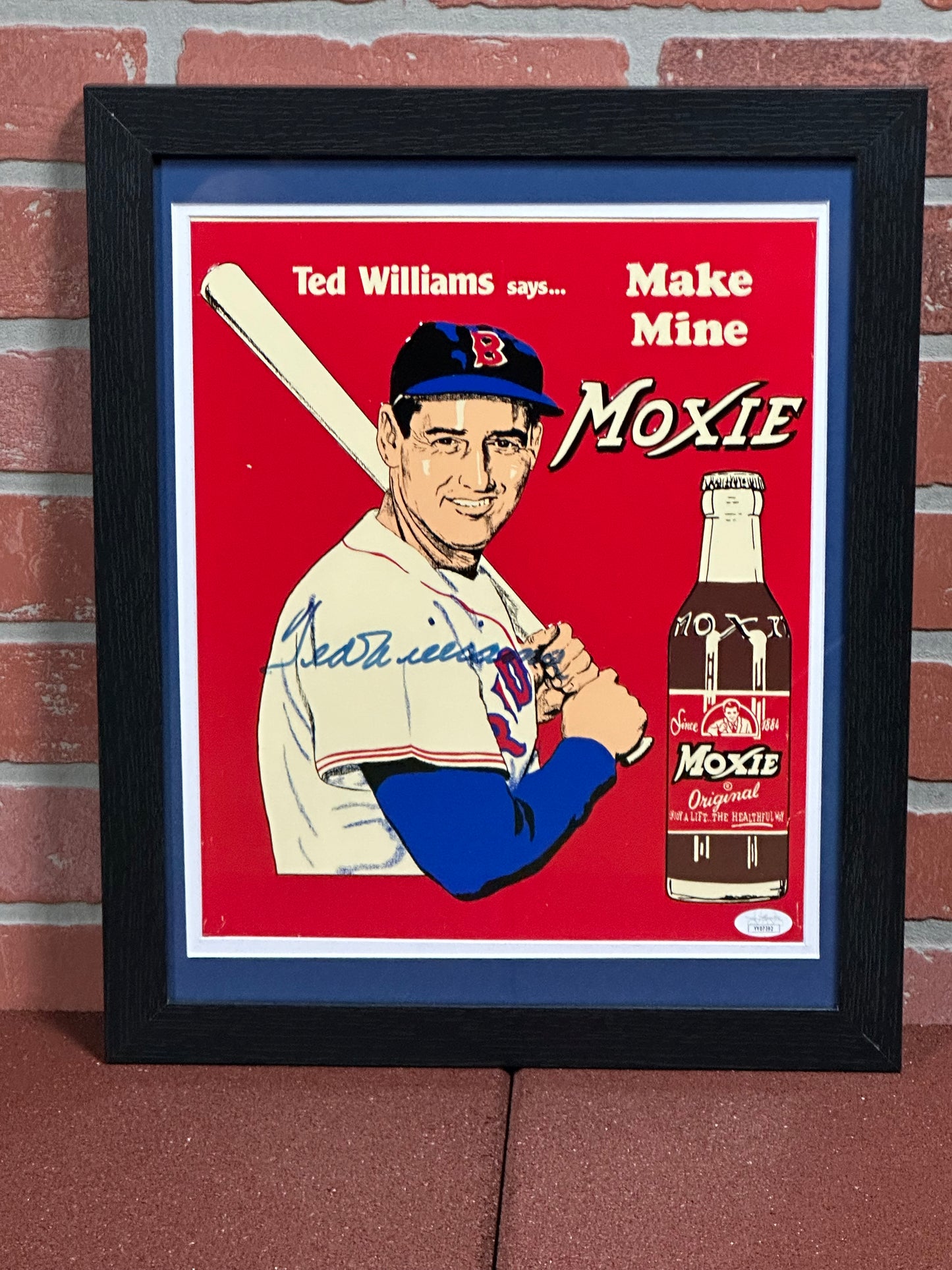 Red Sox HOF Ted Williams Autographed Tin Advertisement.