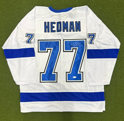 Victor Hedman White Lighting Jersey Autographed JSA Authenticated