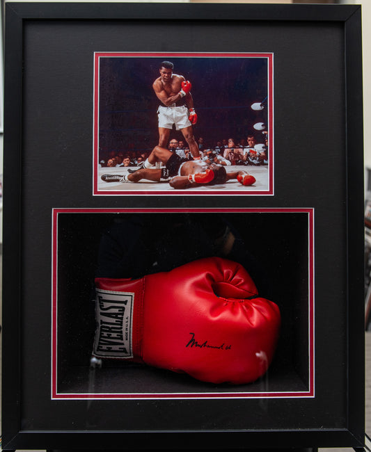 Muhammad Ali Signed Glove, with Picture in a Shadow Box