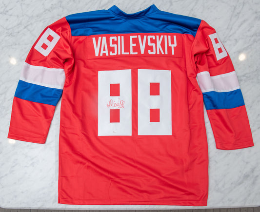 Andrei Vasilevskiy Russian Hockey Jersey Signed