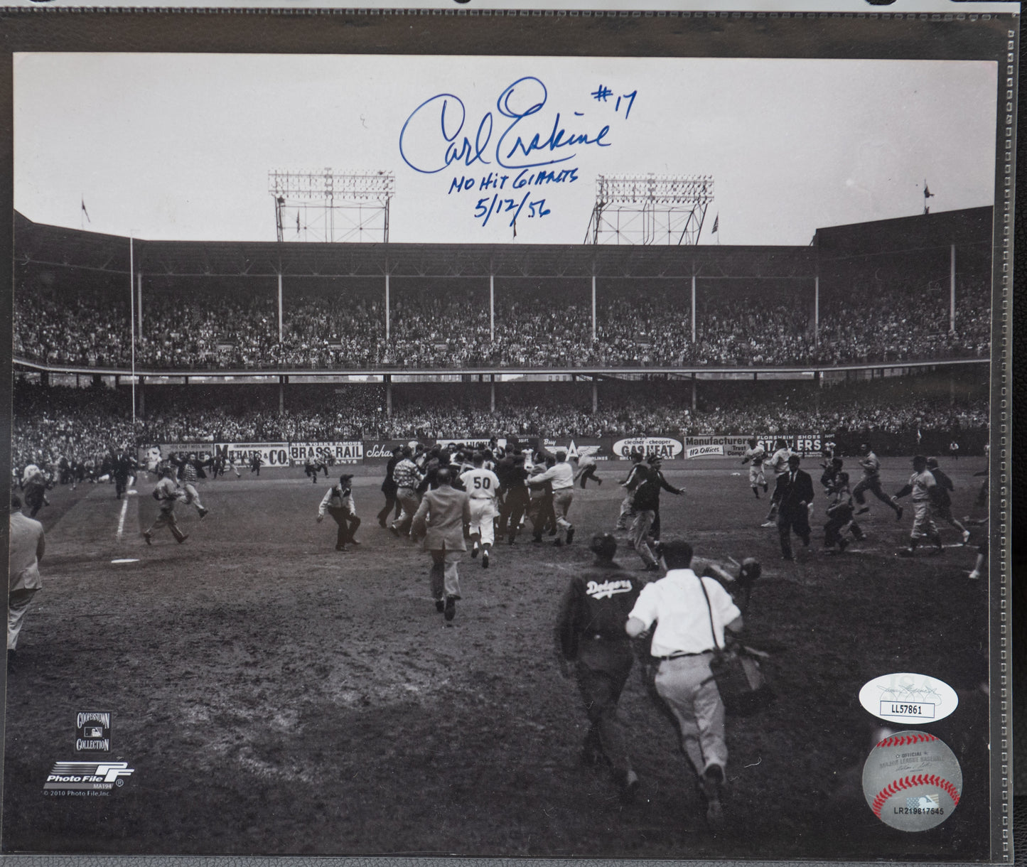 NY Giants Carl Erskine Signed Picture NO-Hitter